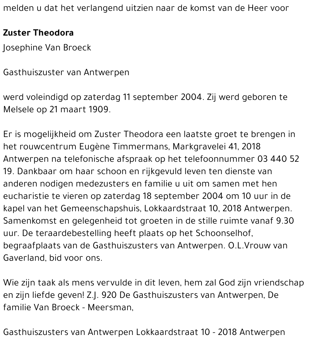 Van Broeck Josephina