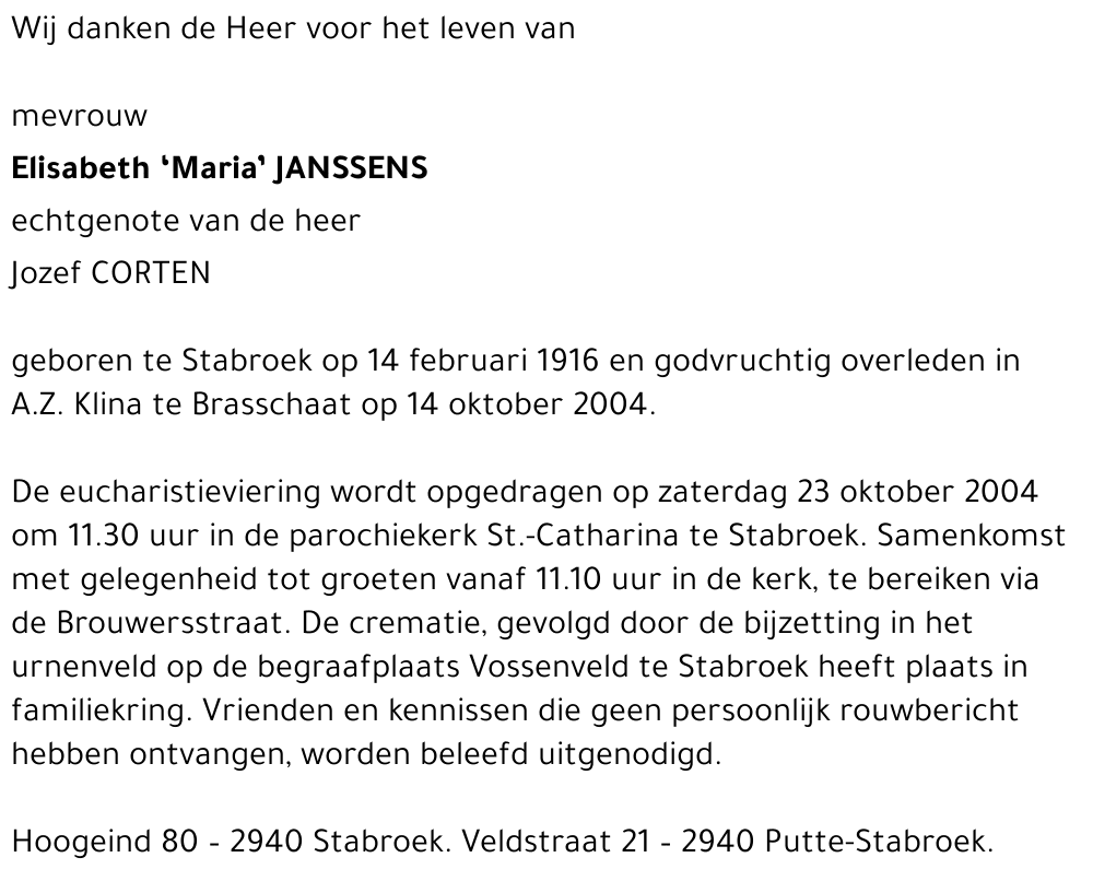 Elisabeth 'Maria' Janssens