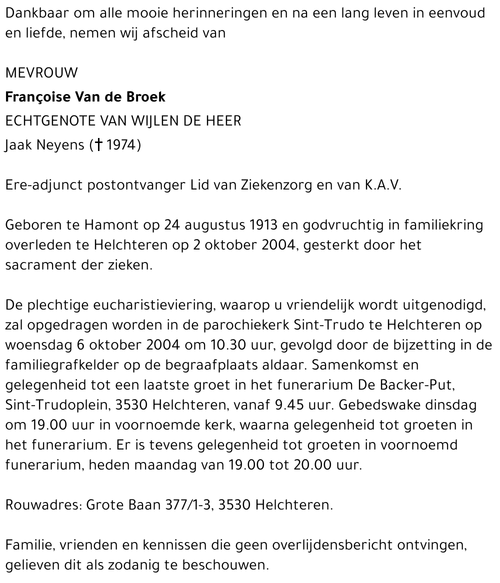 Françoise Van de Broek