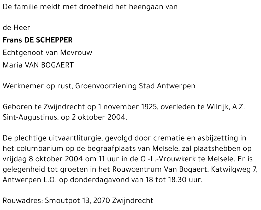 Frans DE SCHEPPER