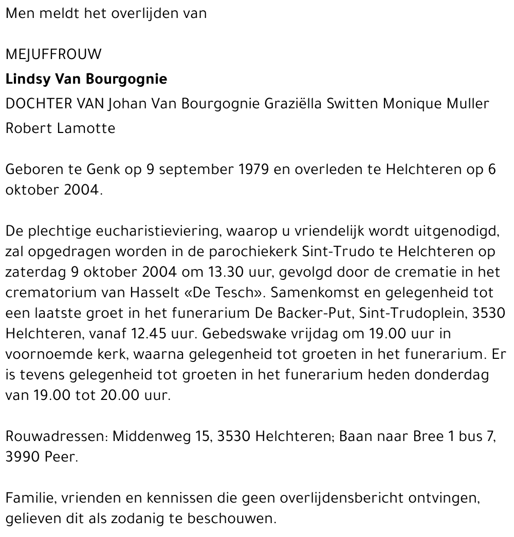 Lindsy Van Bourgognie