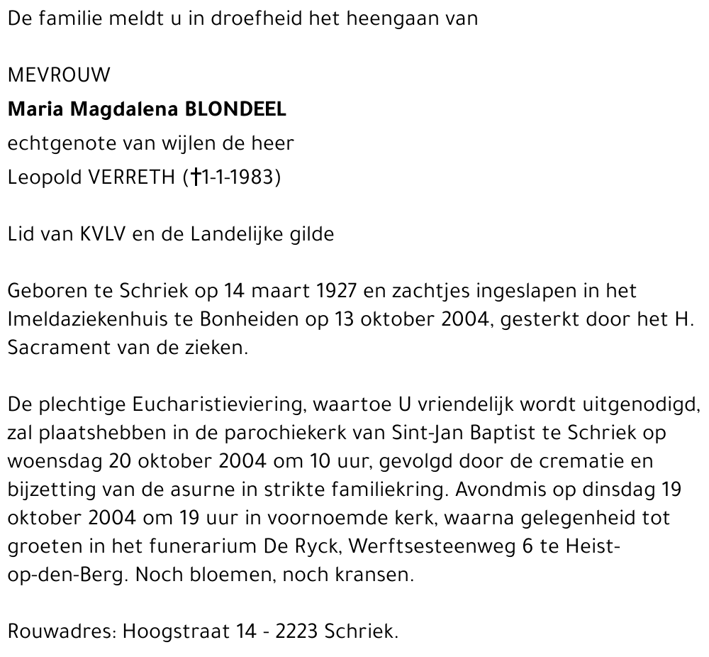 Maria Magdalena Blondeel