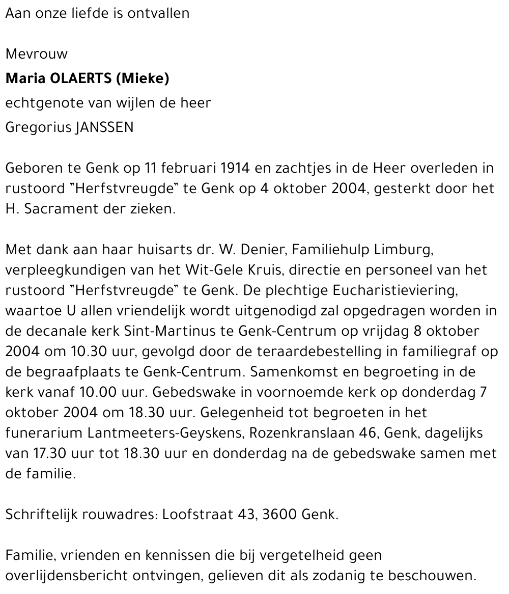 Maria (Mieke) OLAERTS