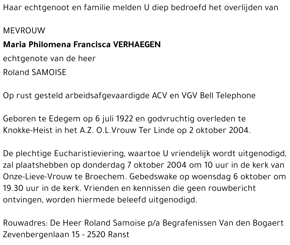 Maria Philomena Francisca Verhaegen