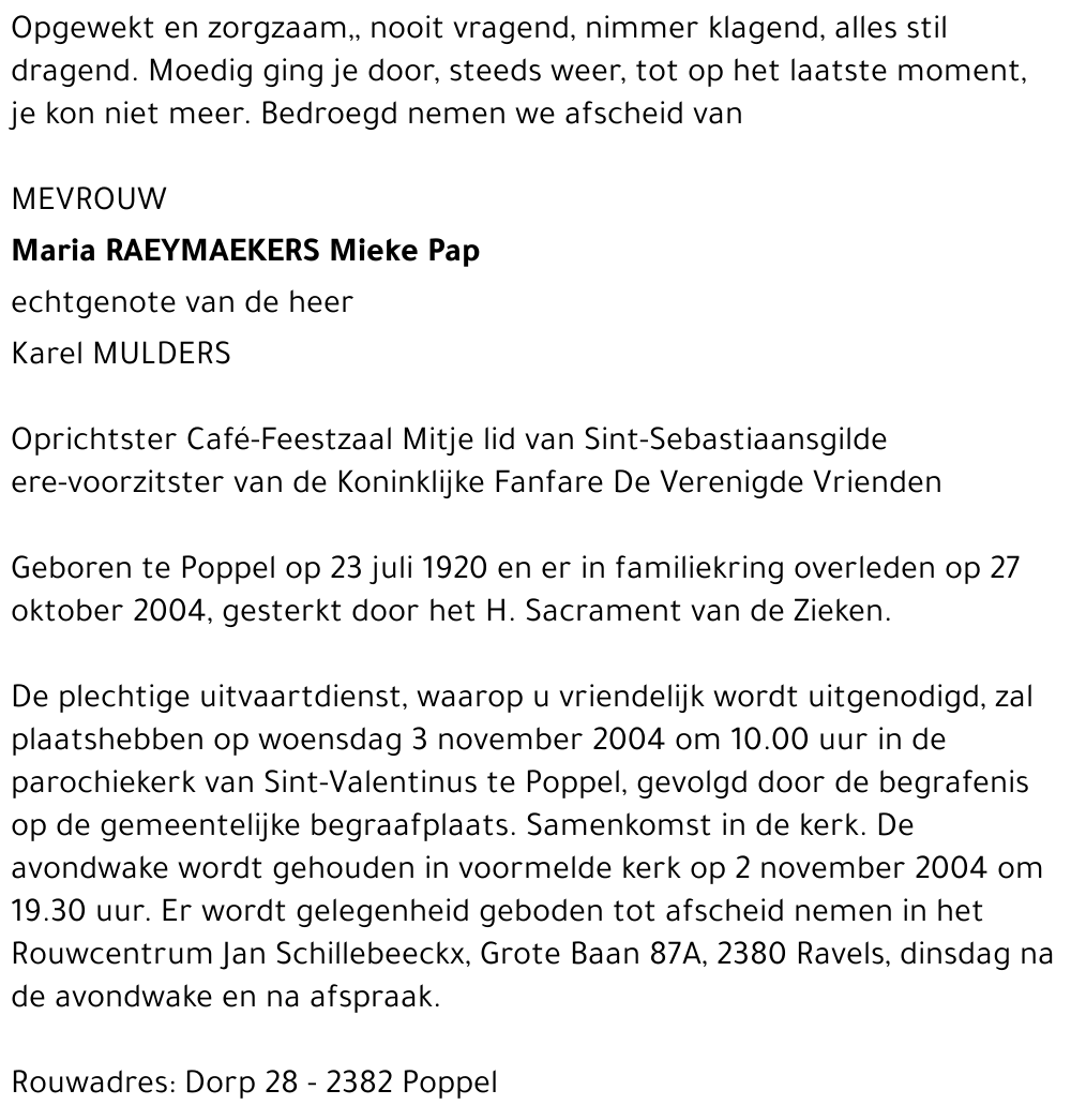 Maria RAEYMAEKERS