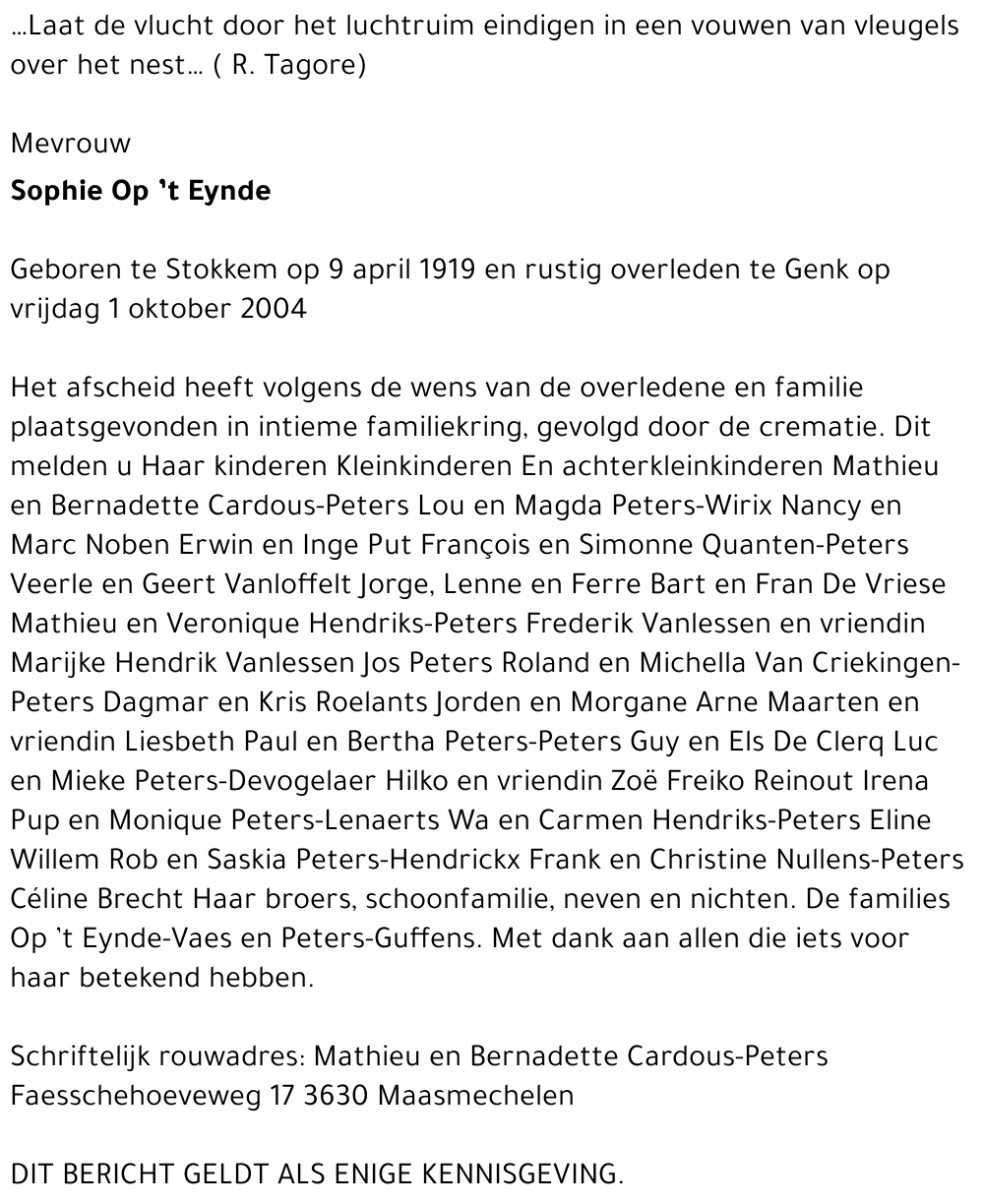 Sophie OP 't EYNDE