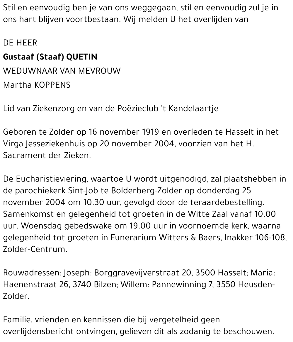 Gustaaf (Staaf) Quetin