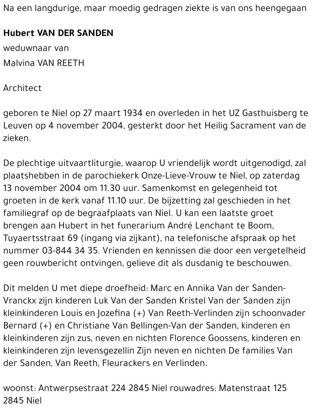 Hubert Van der Sanden