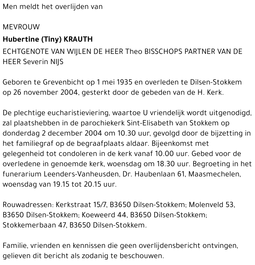 Hubertine (Tiny) Krauth