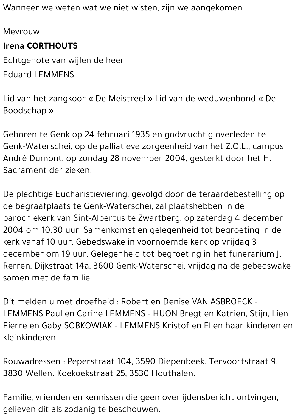 Irena CORTHOUTS
