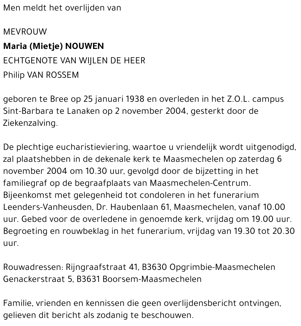 Maria (Mietje) Nouwen
