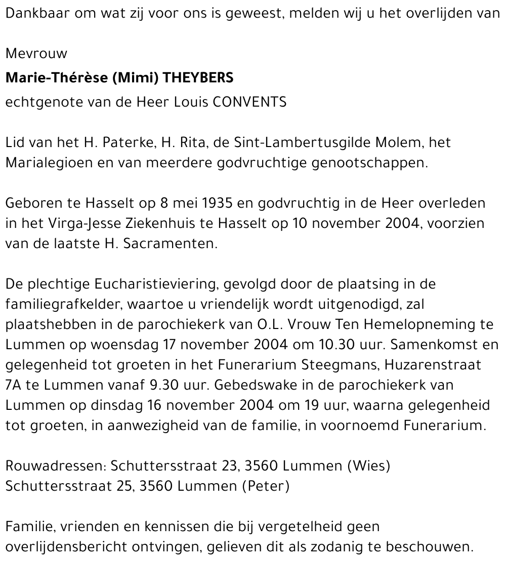 Marie-Thérèse (Mimi) Theybers