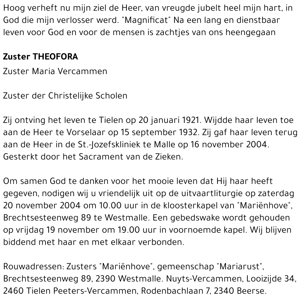 Theofora (Maria Vercammen)