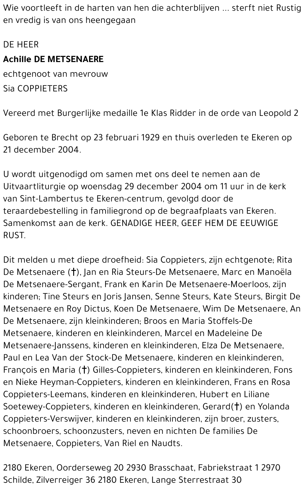 Achille DE METSENAERE