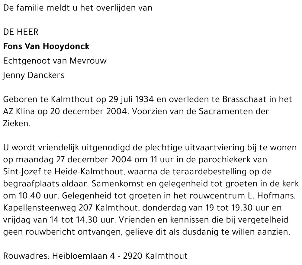 Alfons Van Hooydonck