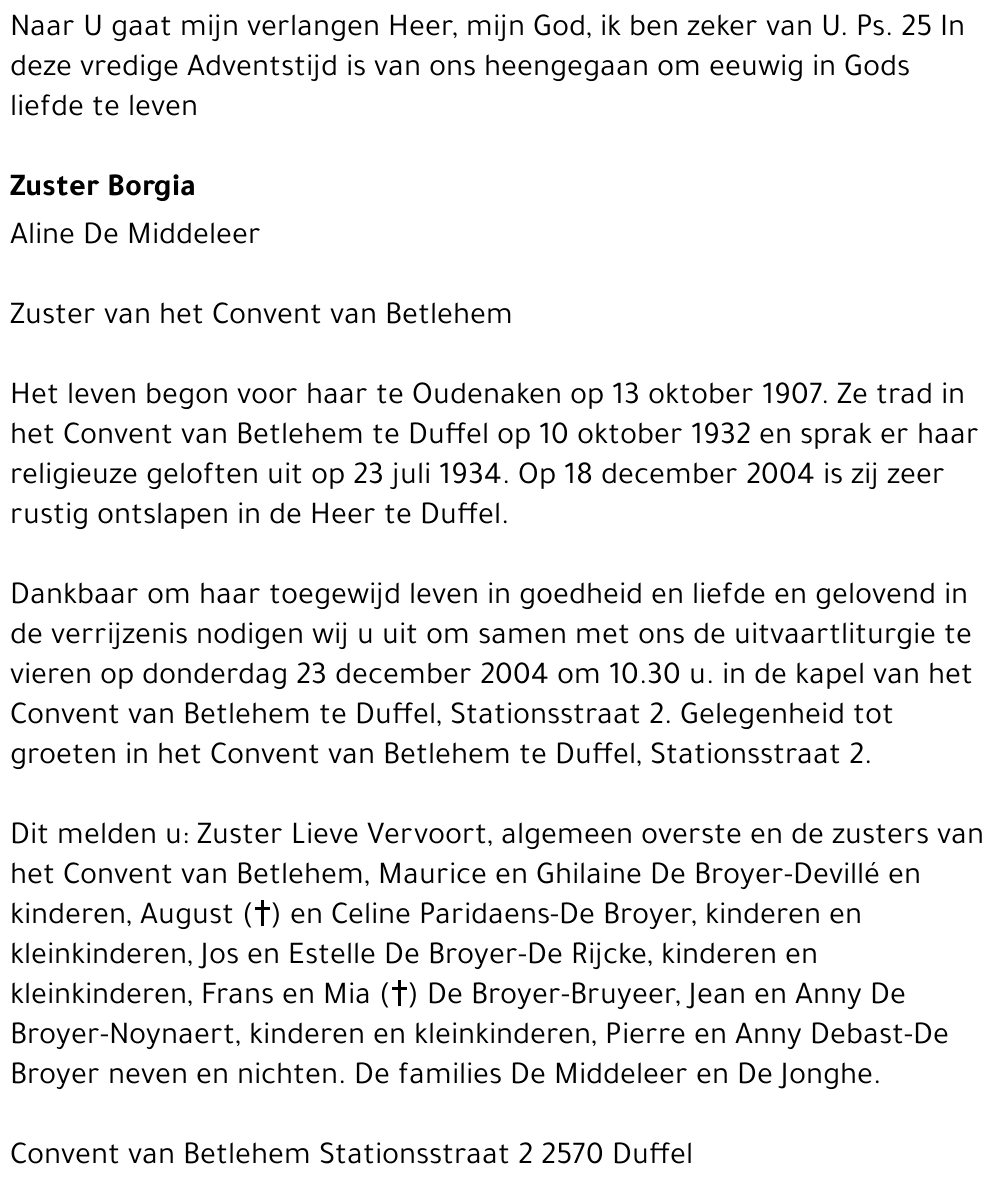 Borgia Aline De Middeleer