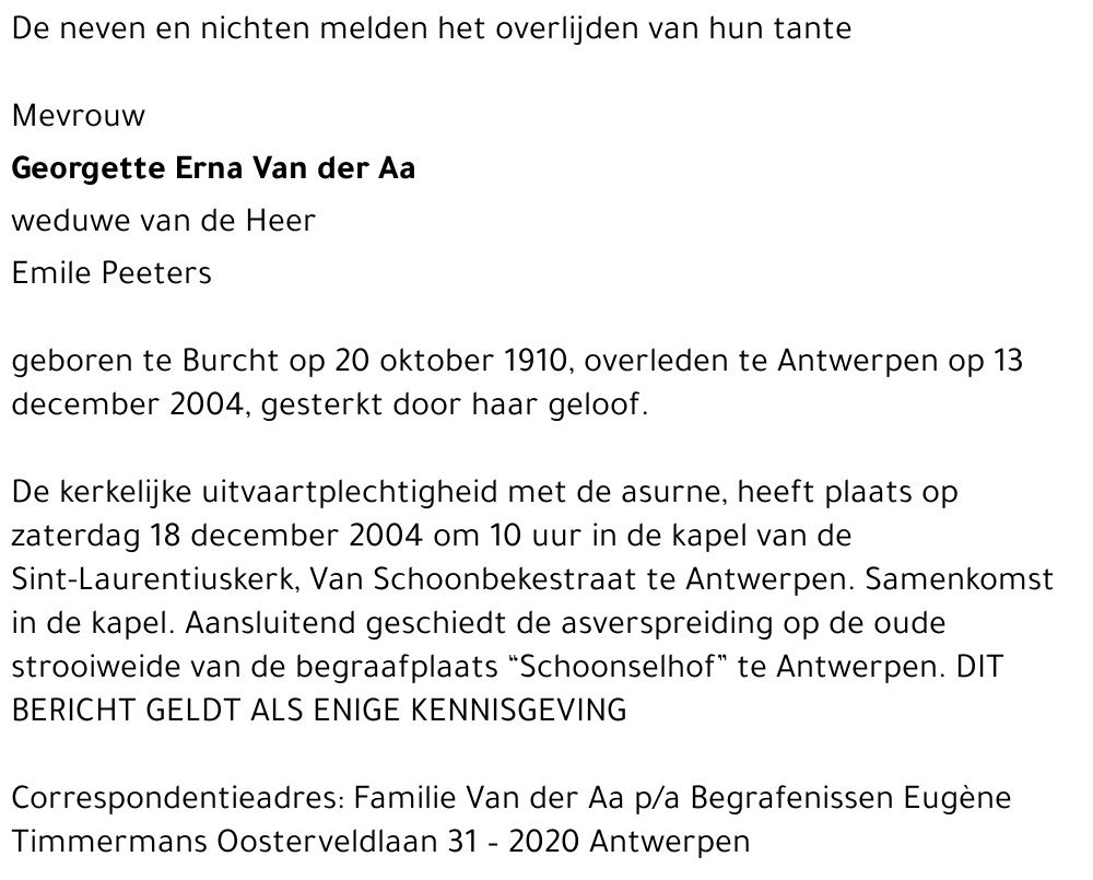 Georgette Erna Van der Aa
