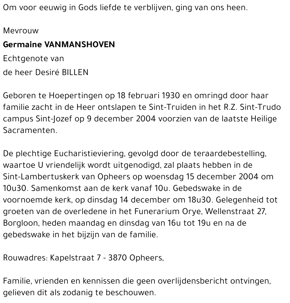 Germaine Vanmanshoven