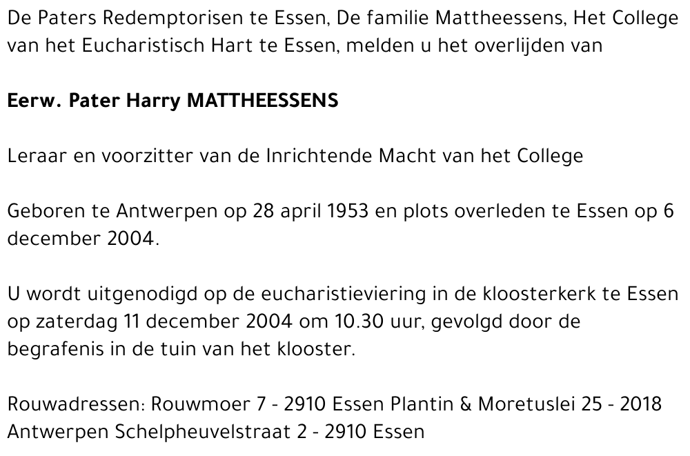 HARRY MATTHEESSENS