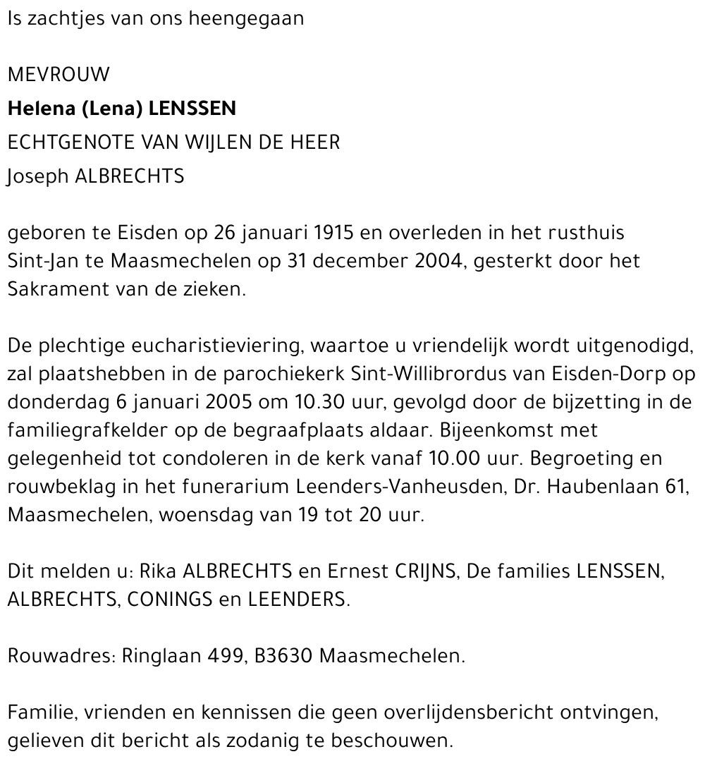 Helena (Lena) Lenssen