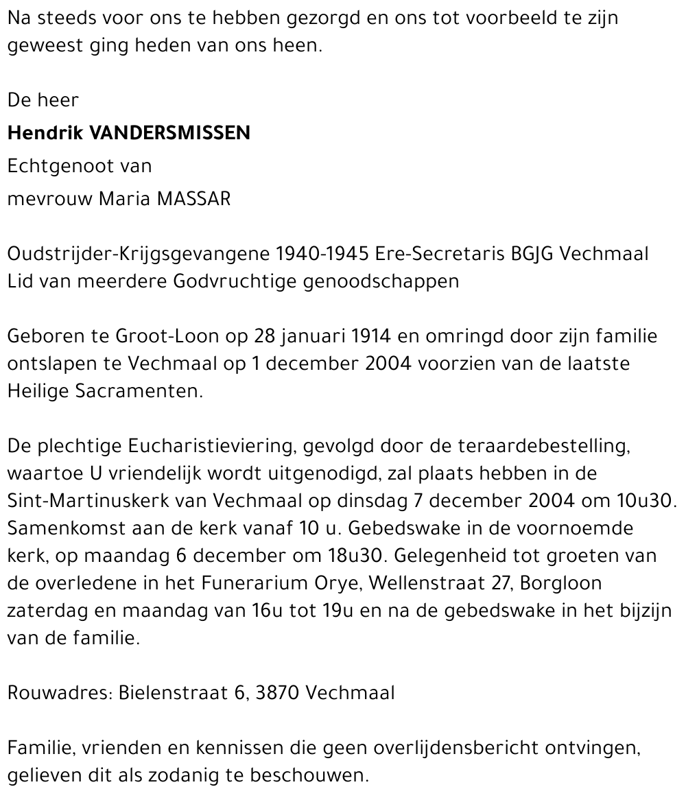 Hendrik Vandersmissen