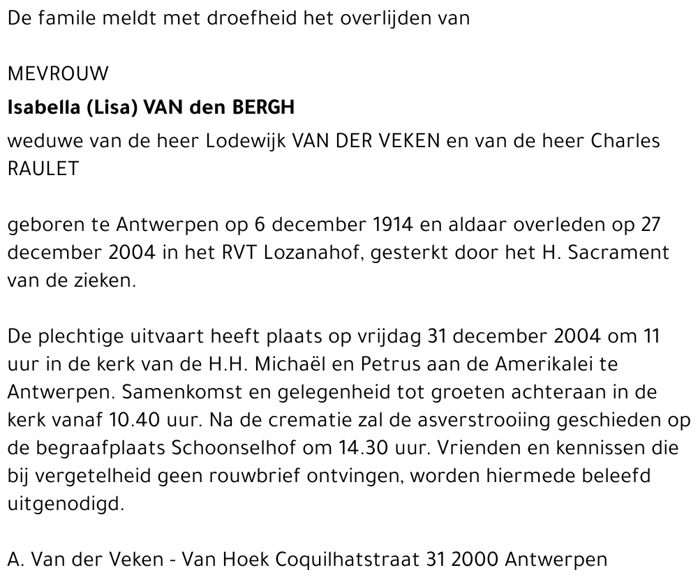 Isabella (Lisa) Van den Bergh