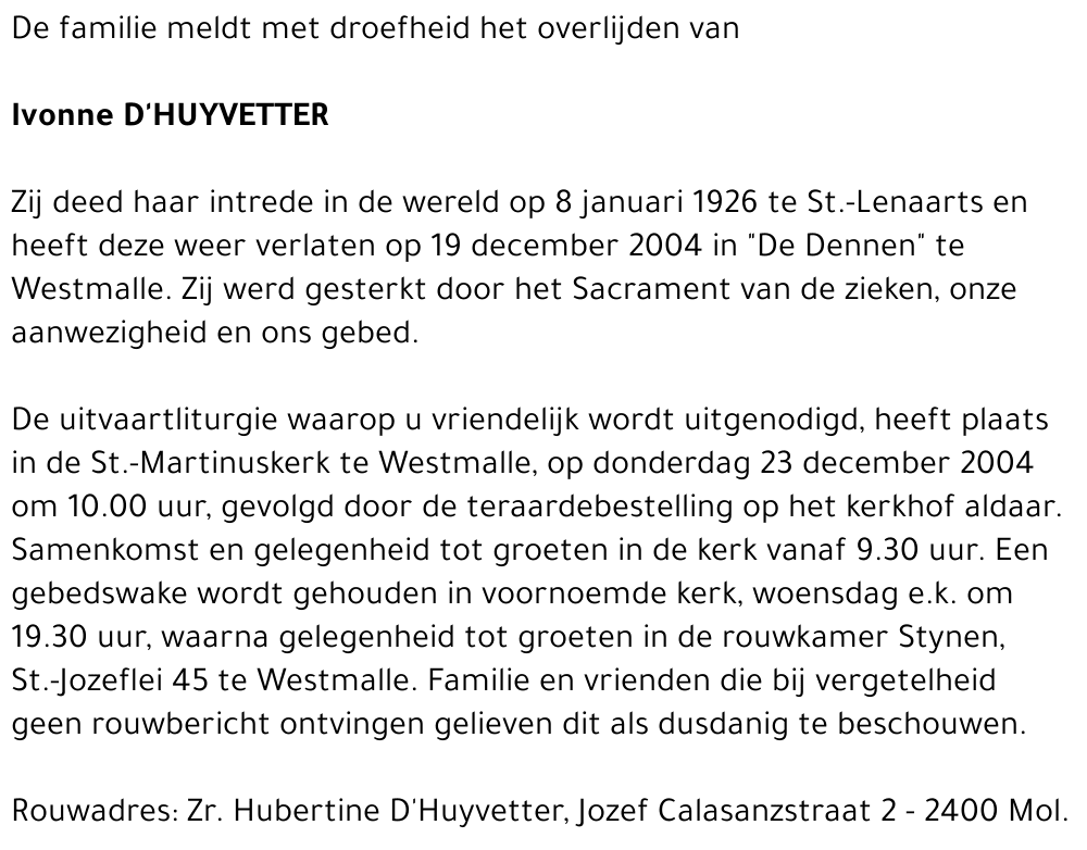 IVONNE D'HUYVETTER