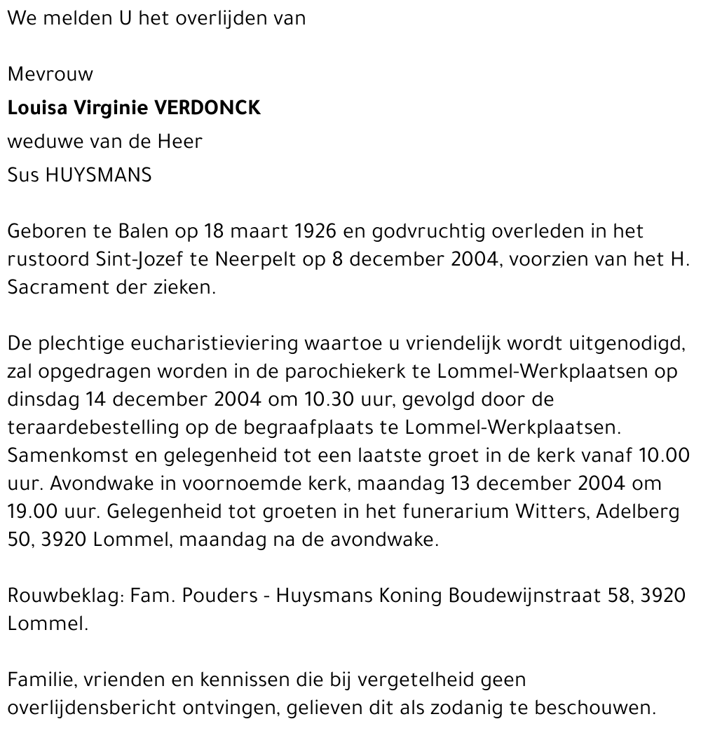Louisa Virginie VERDONCK