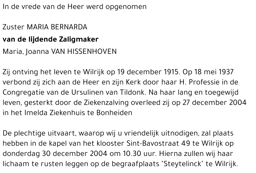 Maria Joanna Van Hissenhoven