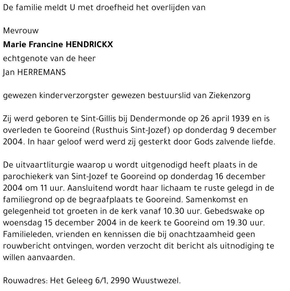 Marie Francine Hendrickx