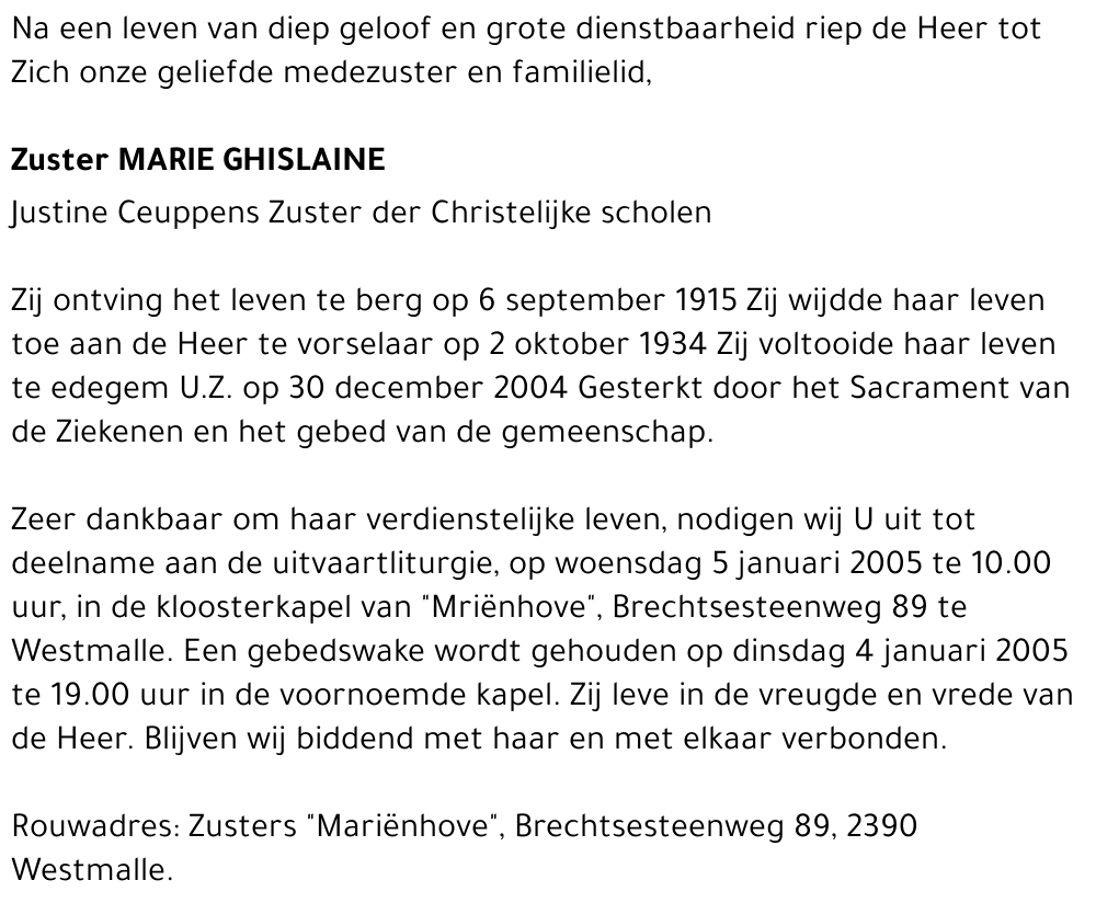 Marie Ghislaine (Justine Ceuppens)