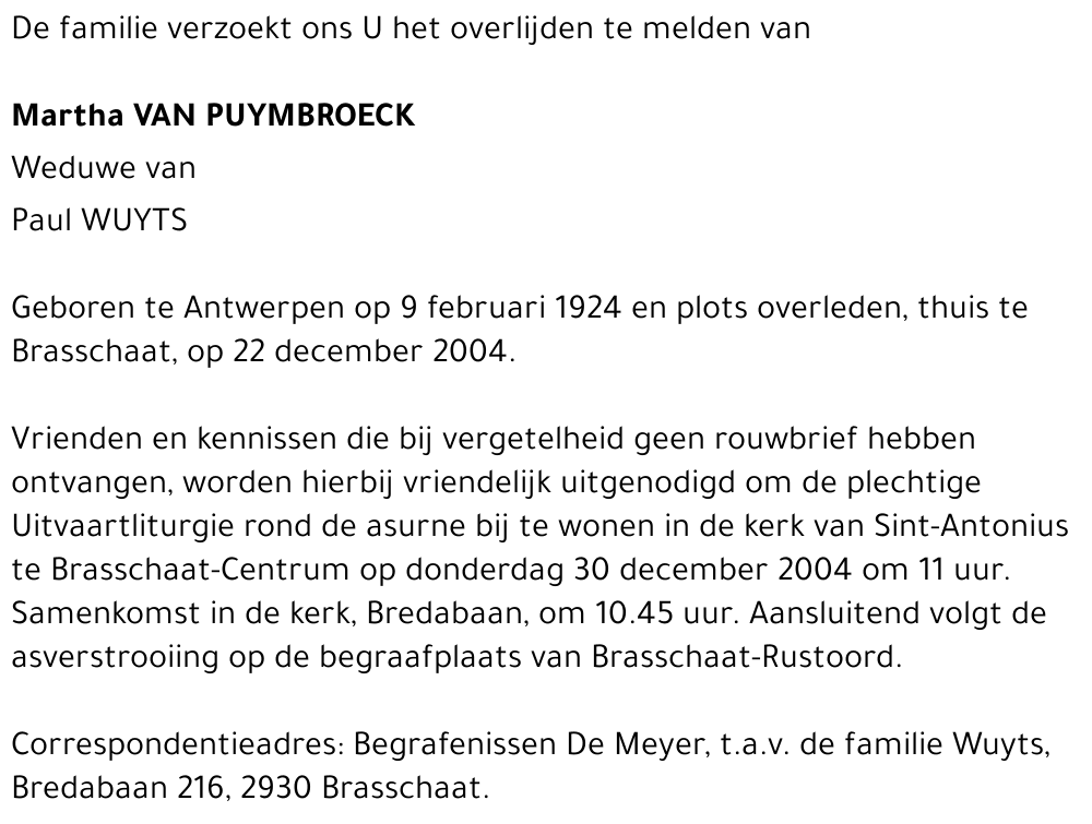 Martha Van Puymbroeck