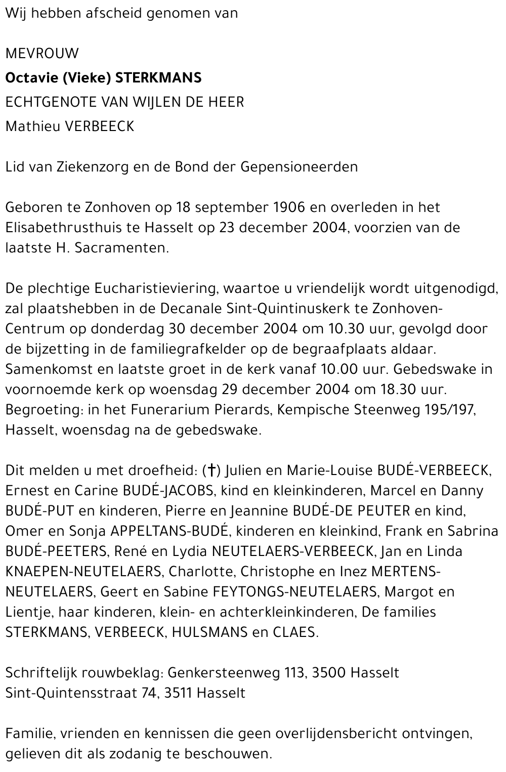 Octavie (Vieke) Sterkmans