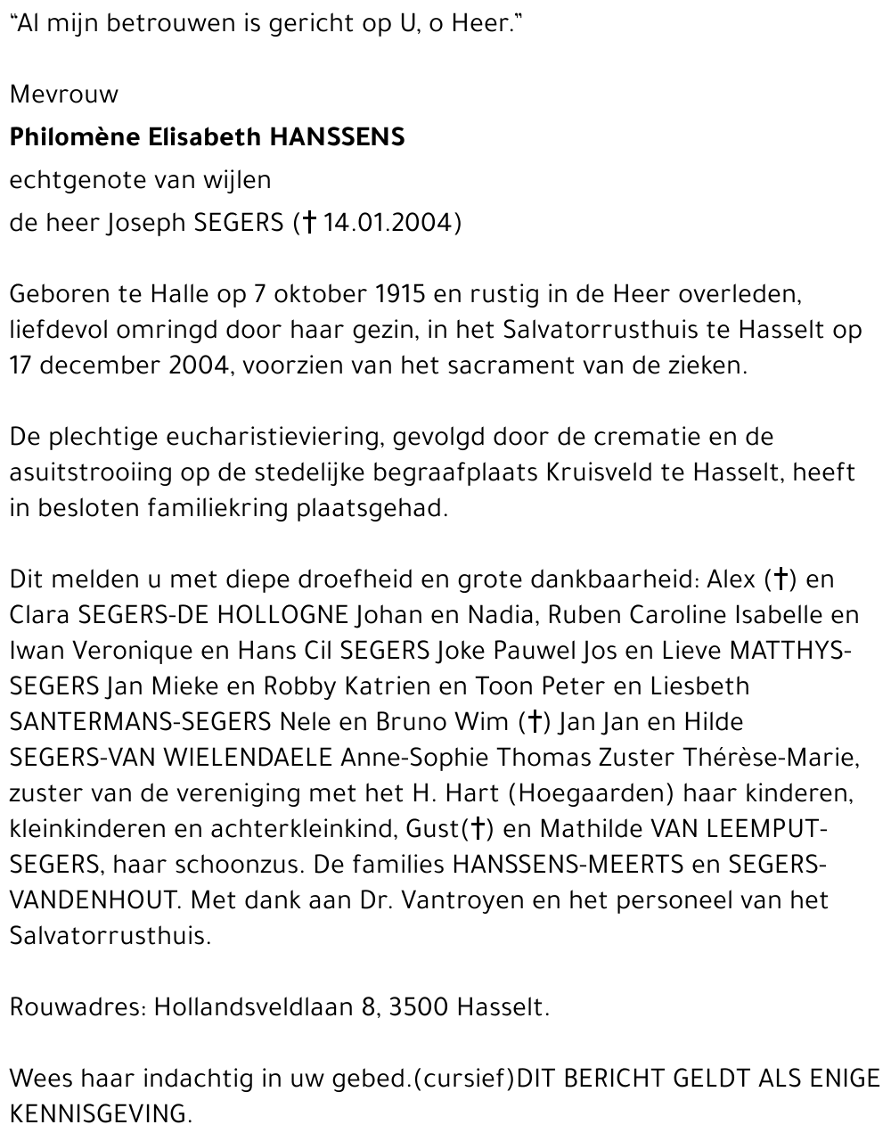 Philomène Elisabeth Hanssens