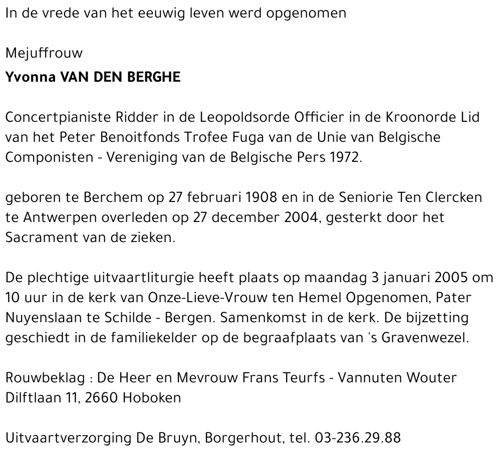 Yvonna Van den Berghe