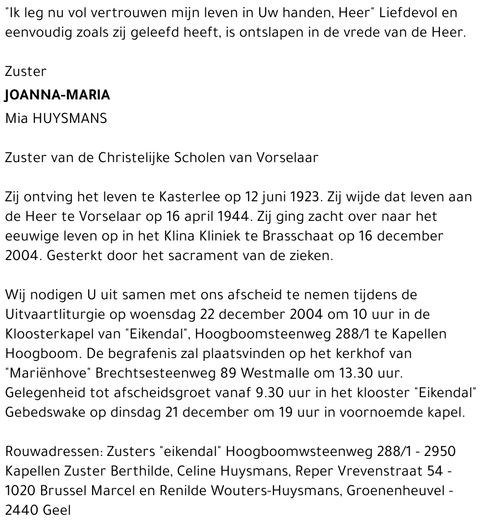 Zuster Joanna-Maria