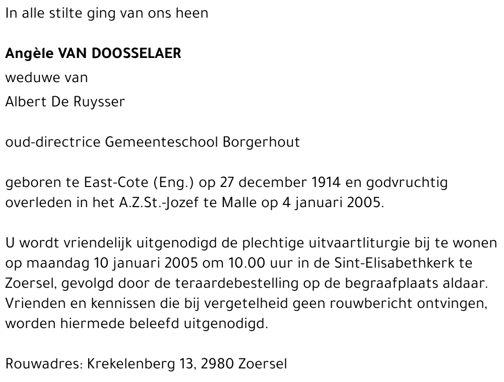 Angèle VAN DOOSSELAER
