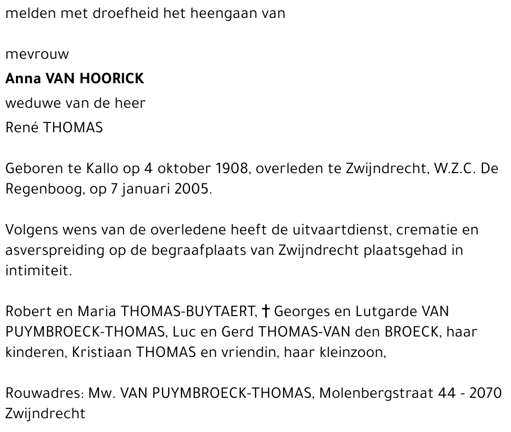 ANNA VAN HOORICK