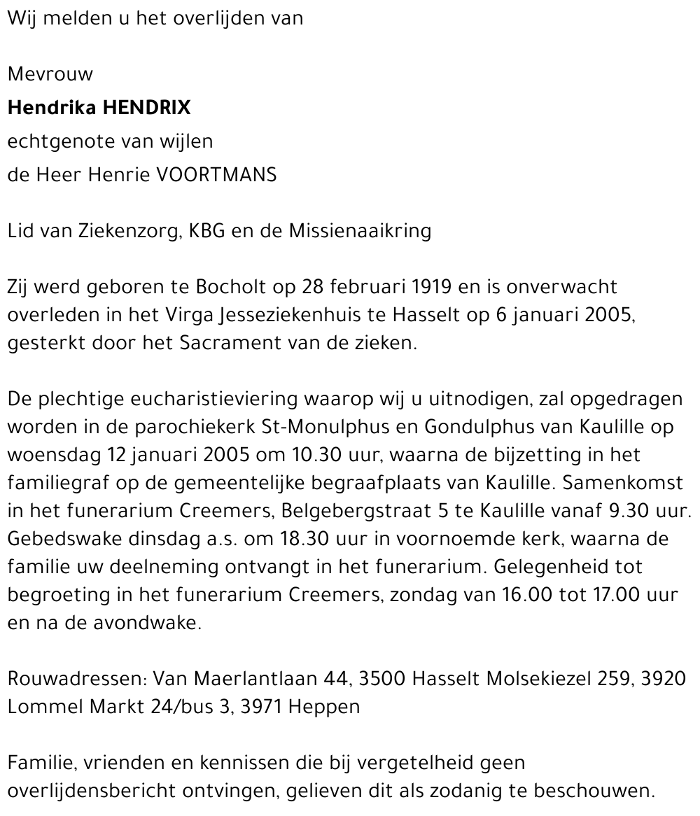 Hendrika HENDRIX
