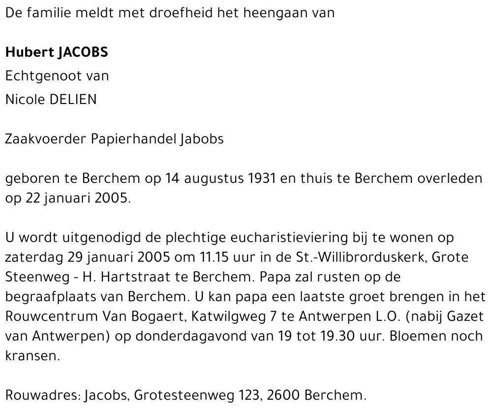 Hubert JACOBS