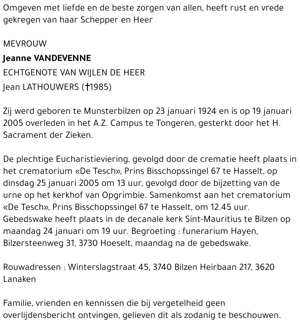 Jeanne Vandevenne