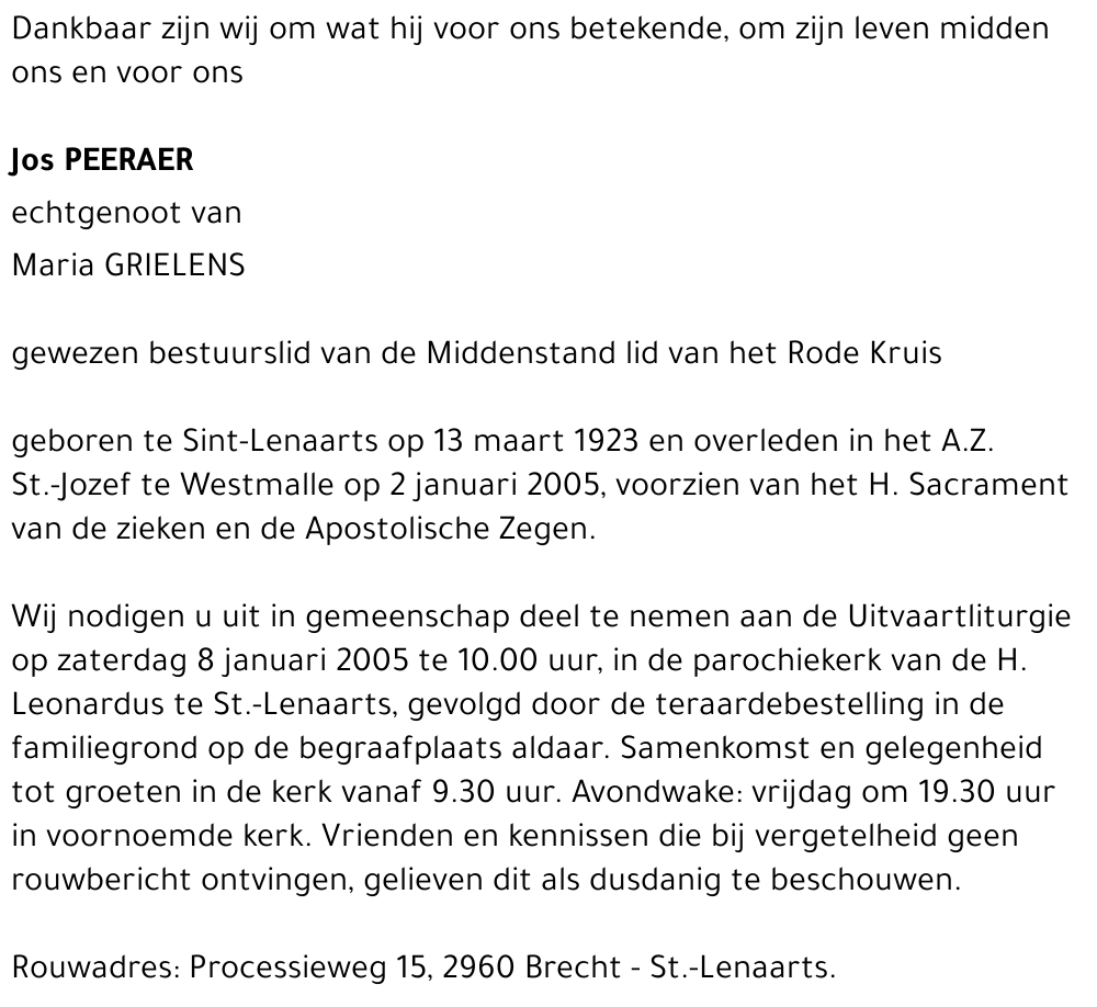 Jos PEERAER