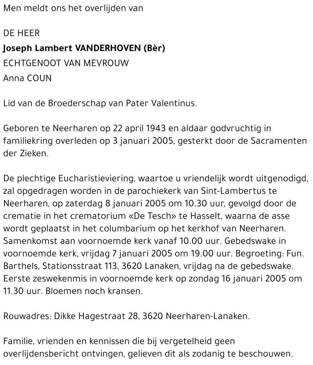 Joseph Lambert Vanderhoven