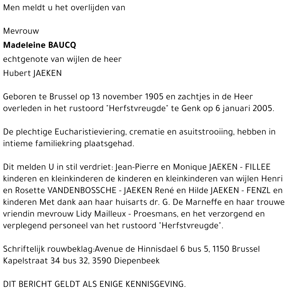Madeleine BAUCQ
