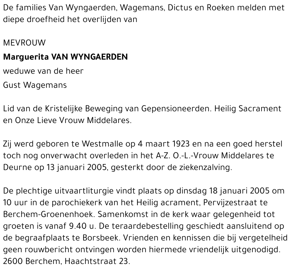 Marguerita Van Wyngaerden