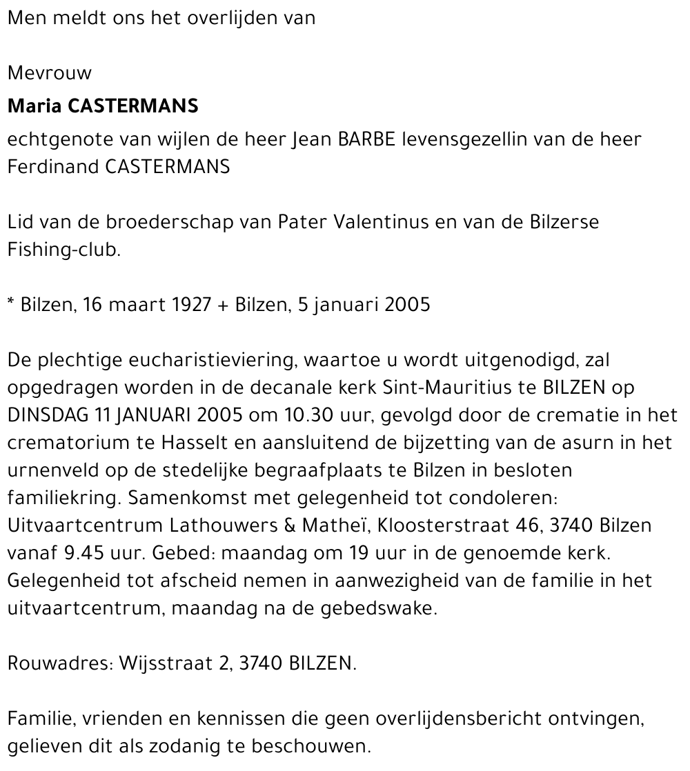 Maria CASTERMANS