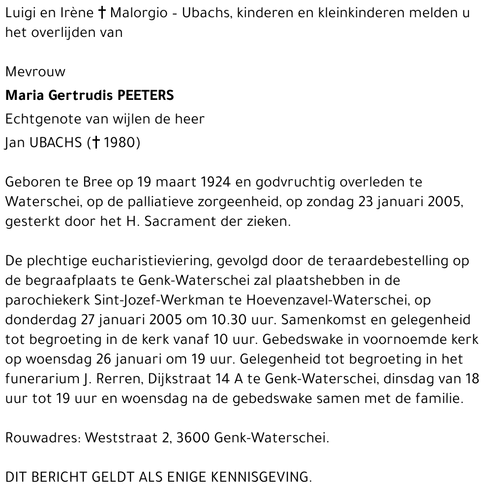 Maria PEETERS