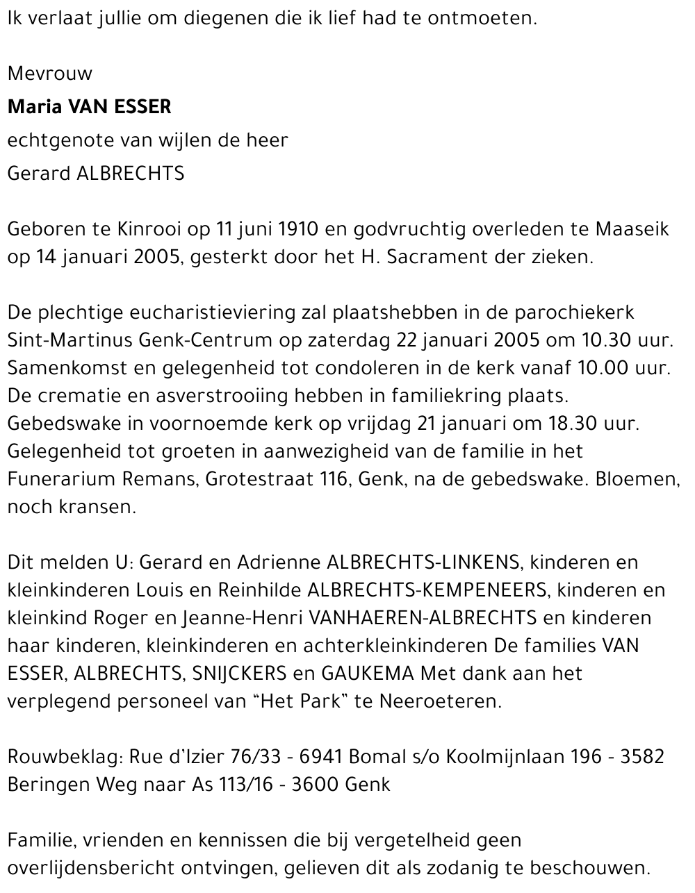 Maria VAN ESSER