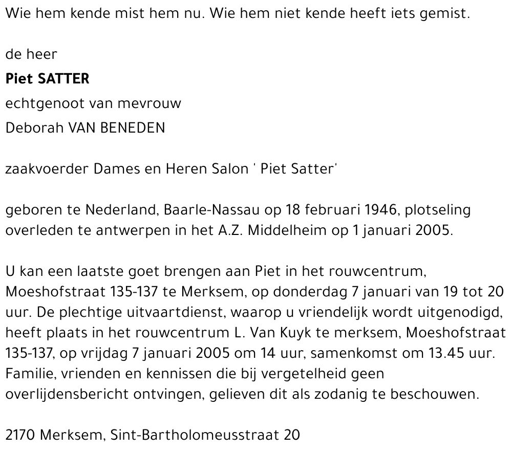 Piet SATTER