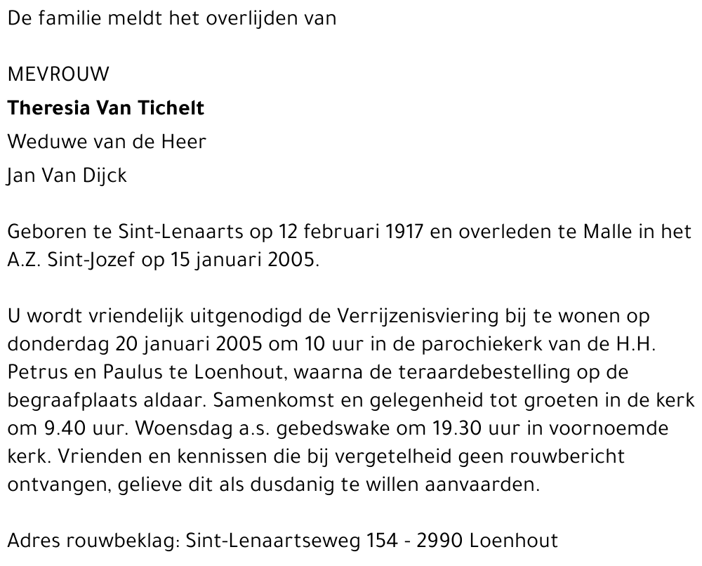 Theresia Van Tichelt